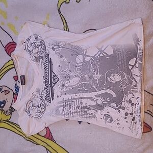 harley davidson cafe rhinestone babydoll top 2000s